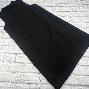 Ann Taylor Petite Black Sleeveless Midi Dress Size 12P Sheath Office Casual